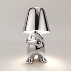 Lampa Stołowa Designerska Figurka - Myślący Srebrny