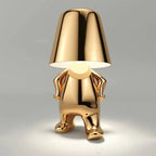 Lampa Stołowa Designerska Figurka - Wędrujący Złoty