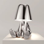 Lampa Stołowa Designerska Figurka - Relaksujący Srebrny