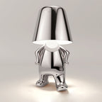 Lampa Stołowa Designerska Figurka - Wędrujący Srebrny
