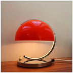 Lampa Stołowa Retro z Kloszem i Chromowaną Podstawą - Czerwony