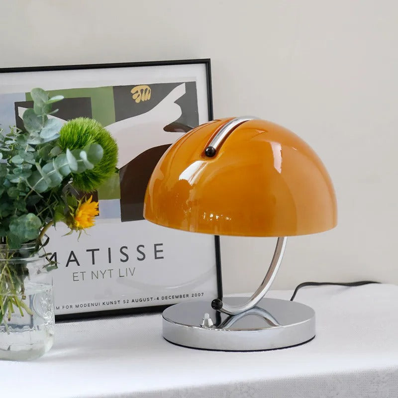 Lampa Stołowa Retro z Kloszem i Chromowaną Podstawą - 8