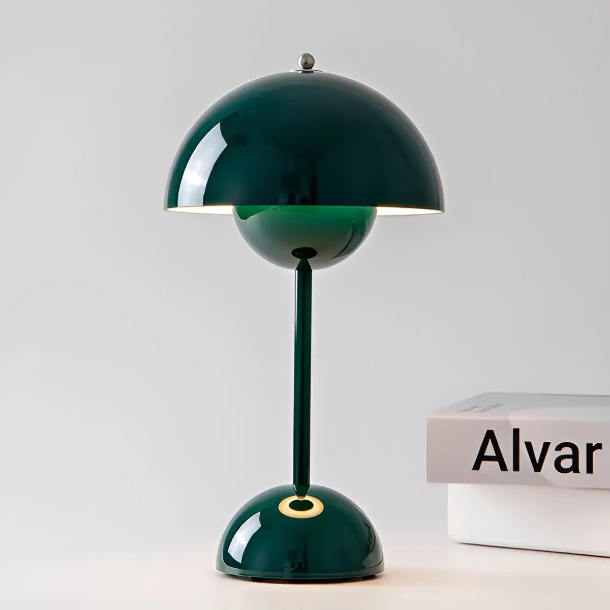 Lampa Stołowa Retro z Kloszem Kopułowym i Okrągłą Podstawą - 10