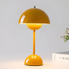 Lampa Stołowa Retro z Kloszem Kopułowym i Okrągłą Podstawą - Żółty