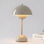Lampa Stołowa Retro z Kloszem Kopułowym i Okrągłą Podstawą - Szary