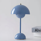 Lampa Stołowa Retro z Kloszem Kopułowym i Okrągłą Podstawą - Niebieski