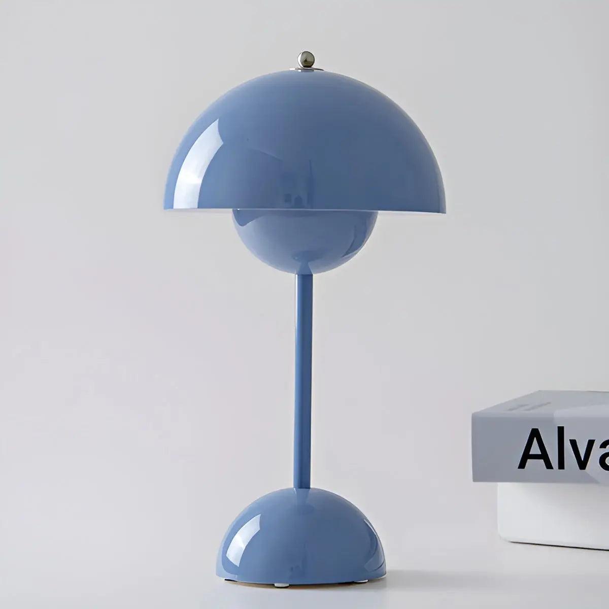 Lampa Stołowa Retro z Kloszem Kopułowym i Okrągłą Podstawą - Niebieski