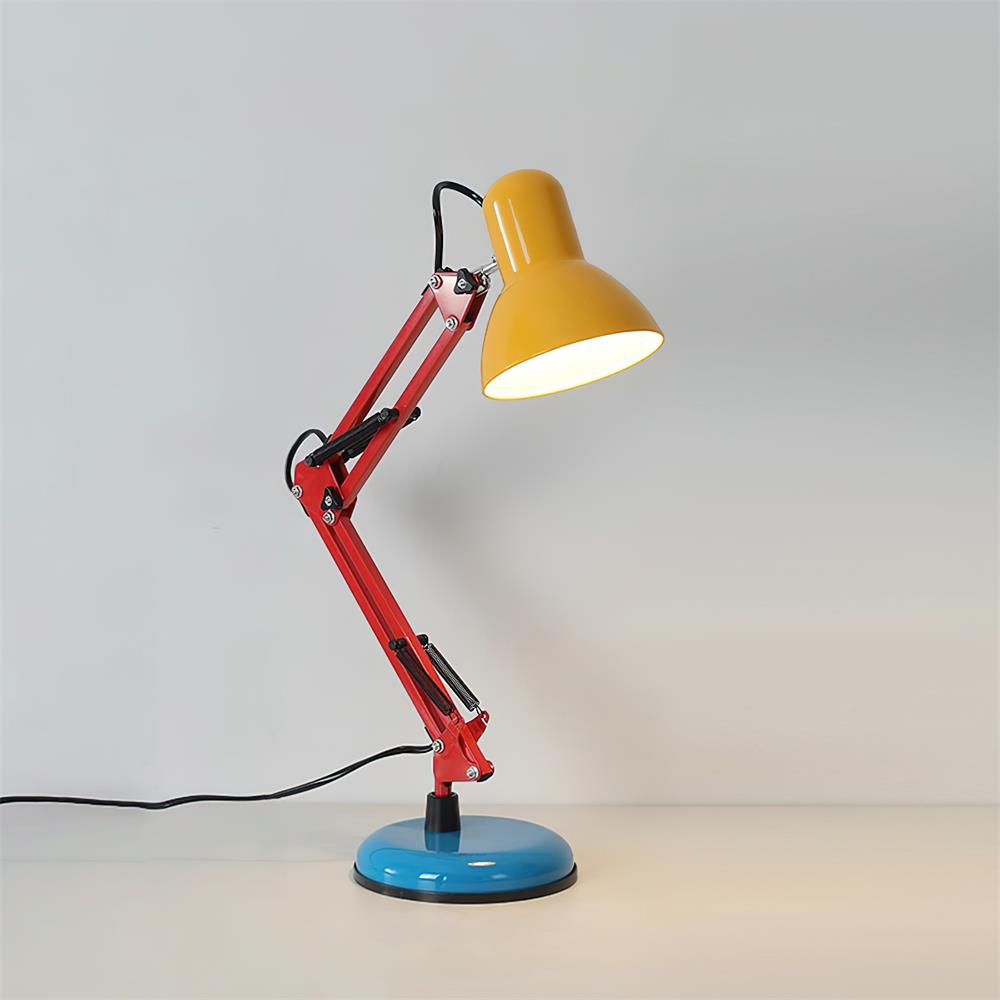 Lampa Stołowa Retro z Regulowanym Ramieniem - Żółty/Czerwony/Niebieski