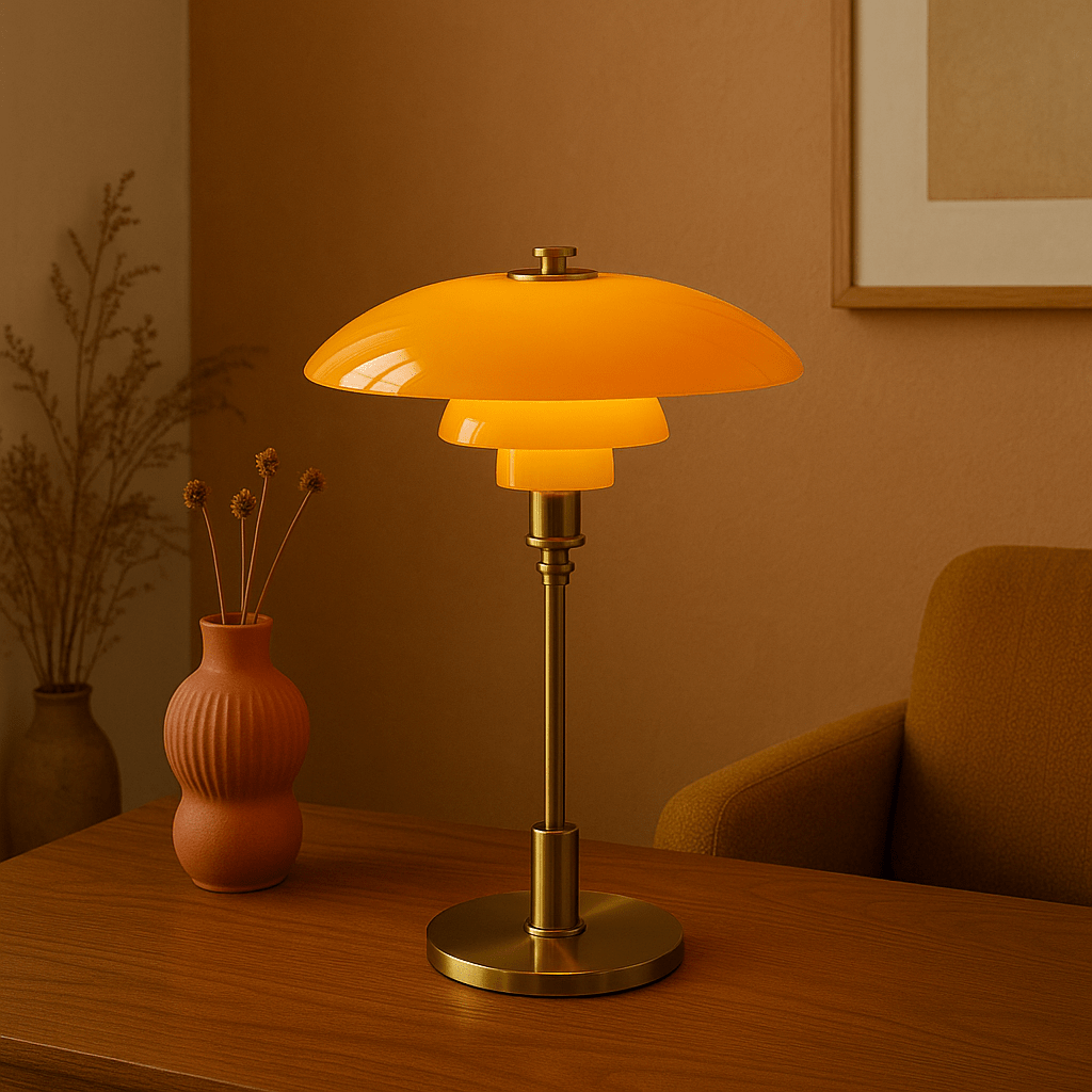 Lampa Stołowa Skandynawska z Wielowarstwowym Szklanym Kloszem - 3