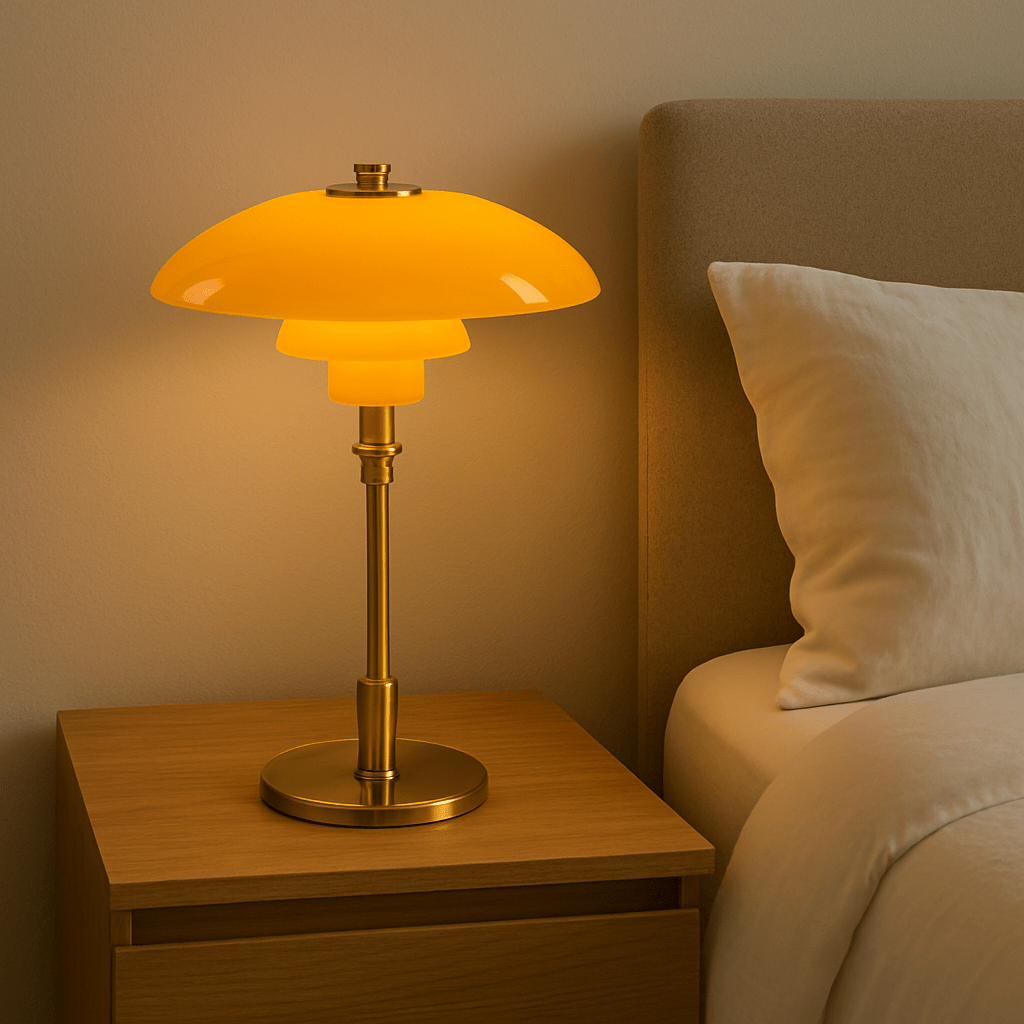 Lampa Stołowa Skandynawska z Wielowarstwowym Szklanym Kloszem - 5