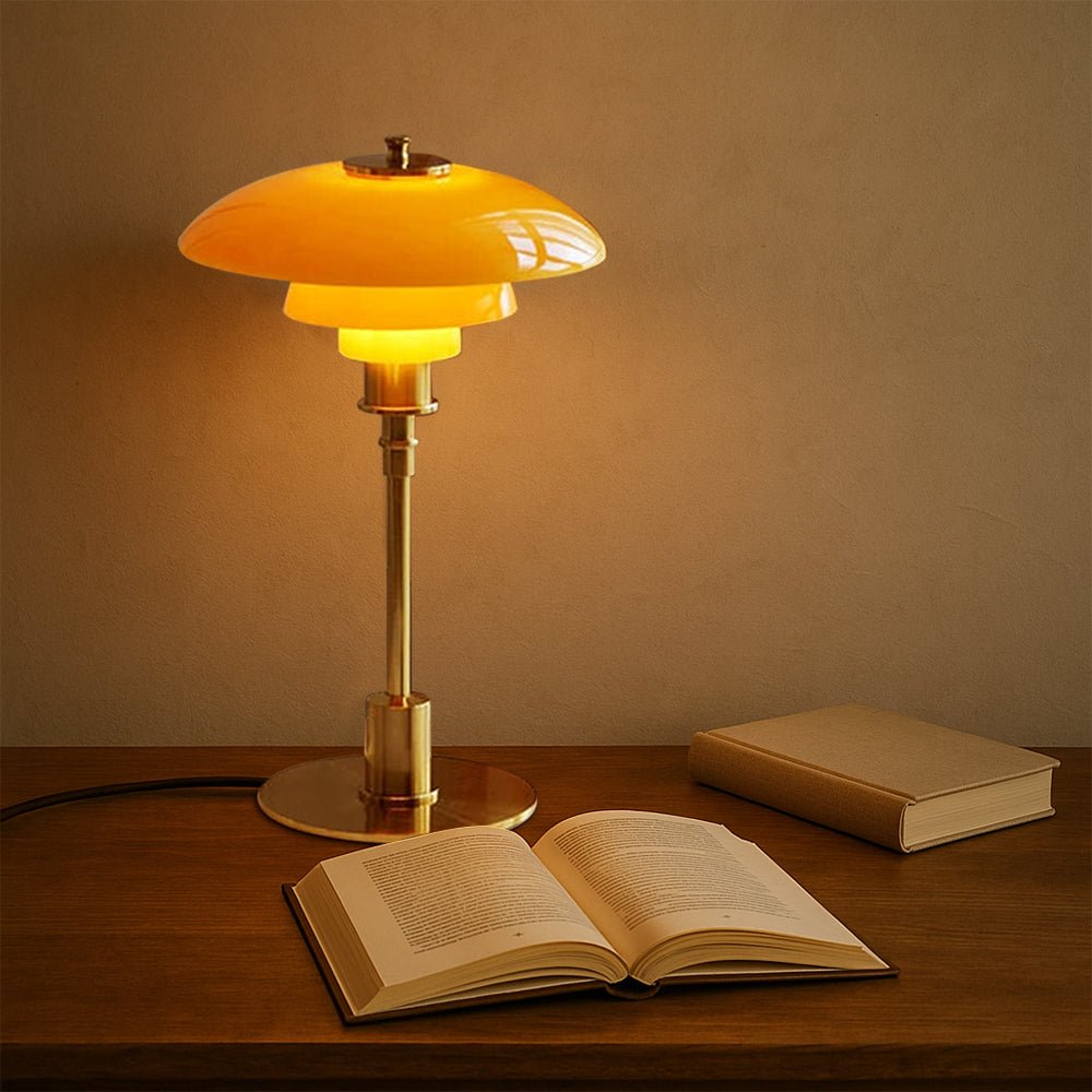 Lampa Stołowa Skandynawska z Wielowarstwowym Szklanym Kloszem - 6