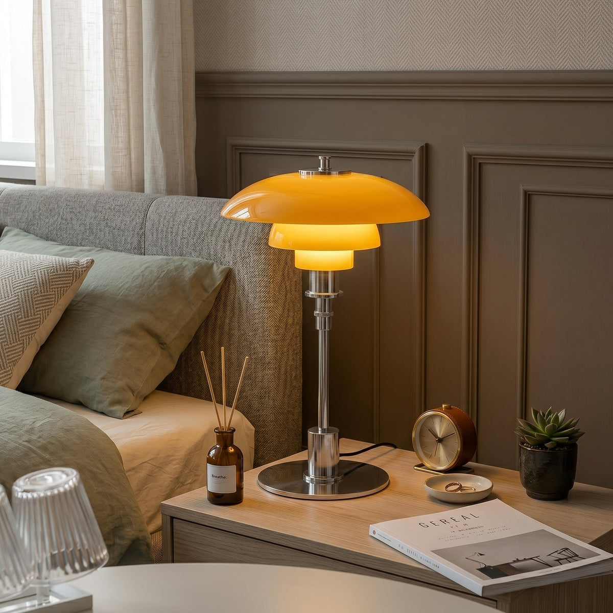Lampa Stołowa Skandynawska z Wielowarstwowym Szklanym Kloszem - 8