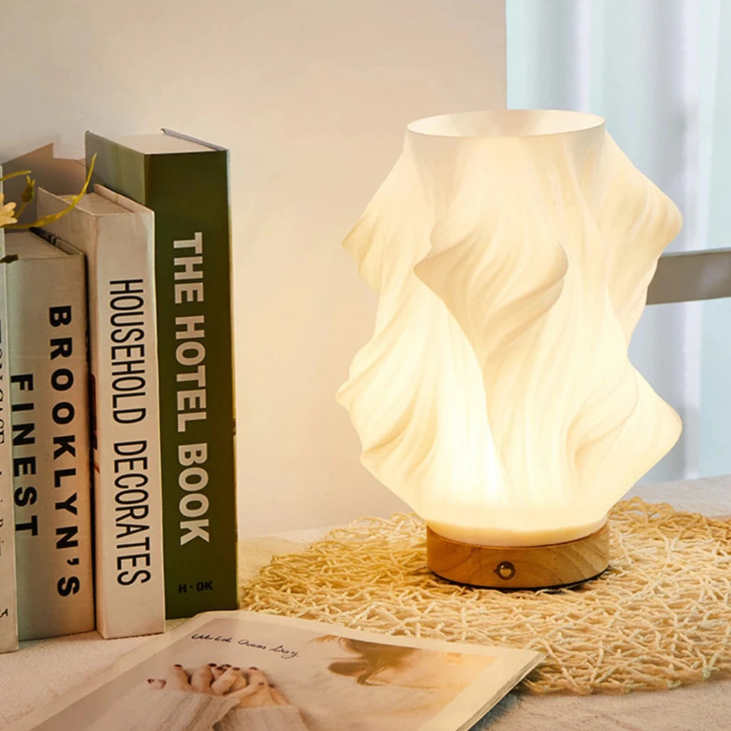 Lampa Stołowa Skandynawska z Falistym Kloszem i Ściemnialnym LED - 10