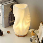 Lampa Stołowa Skandynawska z Falistym Kloszem i Ściemnialnym LED - 11