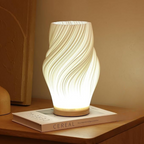 Lampa Stołowa Skandynawska z Falistym Kloszem i Ściemnialnym LED