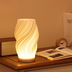 Lampa Stołowa Skandynawska z Falistym Kloszem i Ściemnialnym LED - 3
