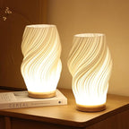 Lampa Stołowa Skandynawska z Falistym Kloszem i Ściemnialnym LED - 5