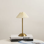 Lampa Stołowa Vintage z Plisowanym Kloszem i Akumulatorem LED - 2