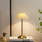 Lampa Stołowa Vintage z Plisowanym Kloszem i Akumulatorem LED - 10
