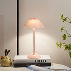 Lampa Stołowa Vintage z Plisowanym Kloszem i Akumulatorem LED - 11