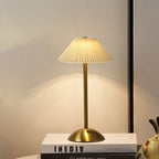 Lampa Stołowa Vintage z Plisowanym Kloszem i Akumulatorem LED - 20
