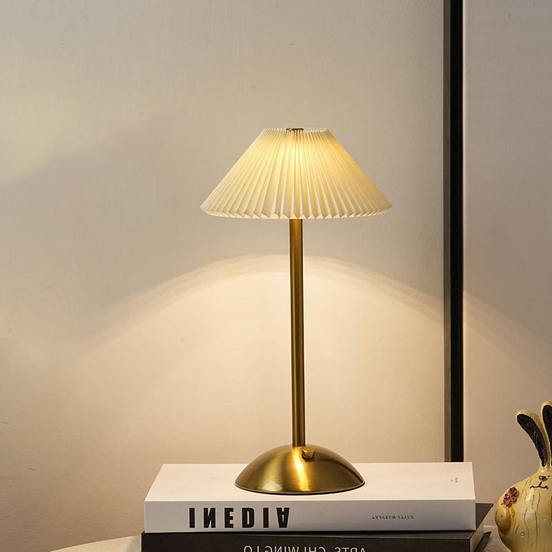 Lampa Stołowa Vintage z Plisowanym Kloszem i Akumulatorem LED - 20