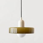 Lampa Wisząca Bauhaus z Dwukolorowym Szklanym Kloszem - Beżowy i zielony