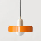 Lampa Wisząca Bauhaus z Dwukolorowym Szklanym Kloszem - Beżowy i pomarańczowy