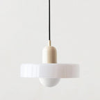 Lampa Wisząca Bauhaus z Dwukolorowym Szklanym Kloszem - Beżowy i biały