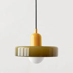 Lampa Wisząca Bauhaus z Dwukolorowym Szklanym Kloszem - Żółty i zielony