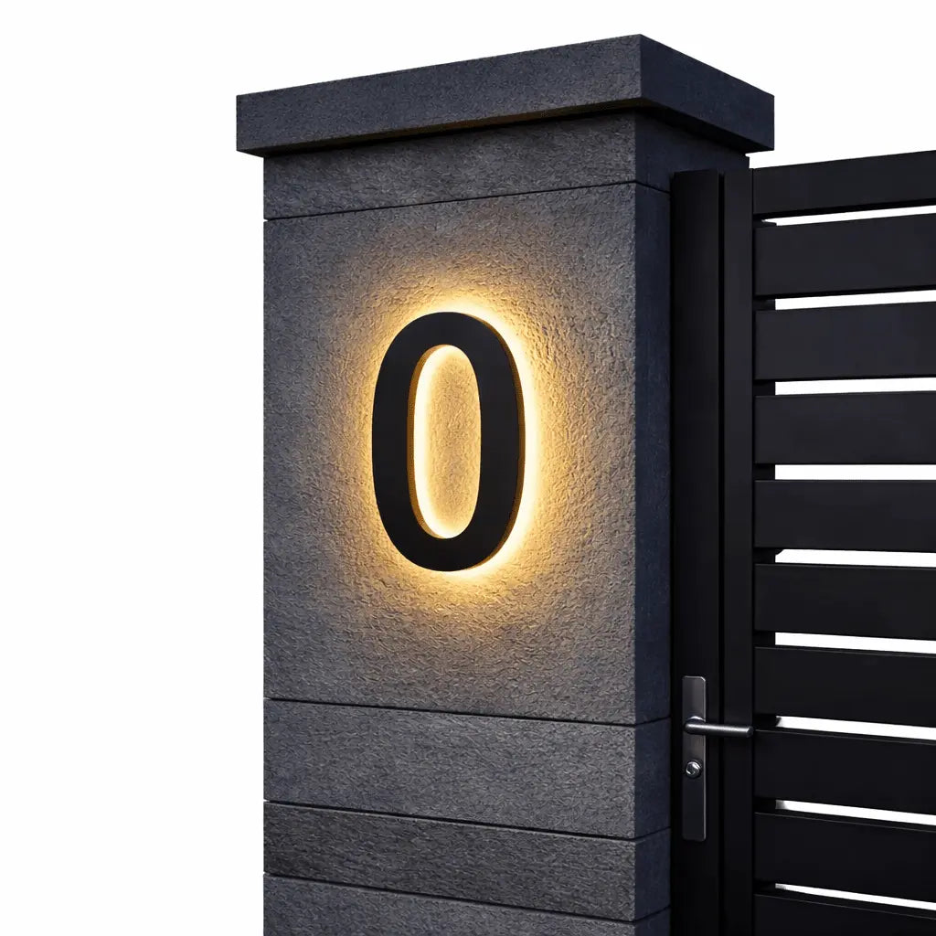 Lampa Zewnętrzna Numer Domu z Podświetleniem LED Czarna - 12