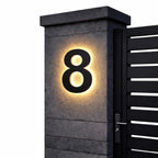 Lampa Zewnętrzna Numer Domu z Podświetleniem LED Czarna - 4