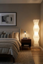 Lampa Podłogowa Japońska z Papieru Washi i Zygzakowatym Kloszem - 10