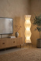 Lampa Podłogowa Japońska z Papieru Washi i Zygzakowatym Kloszem - 11