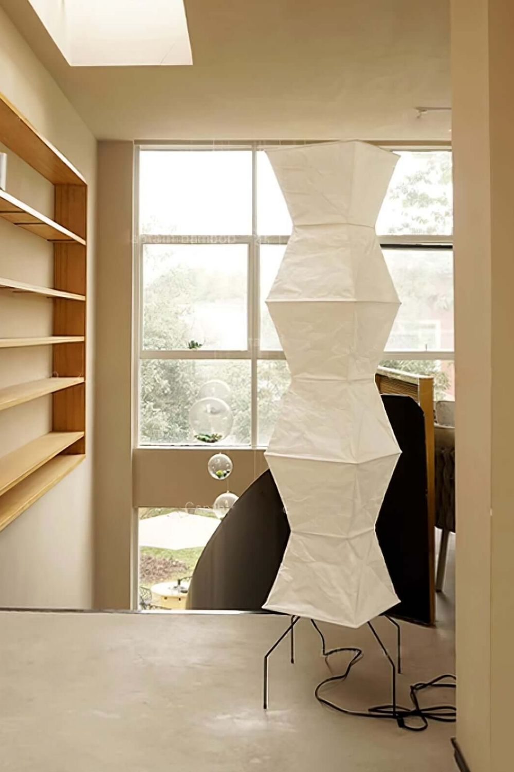 Lampa Podłogowa Japońska z Papieru Washi i Zygzakowatym Kloszem - 17