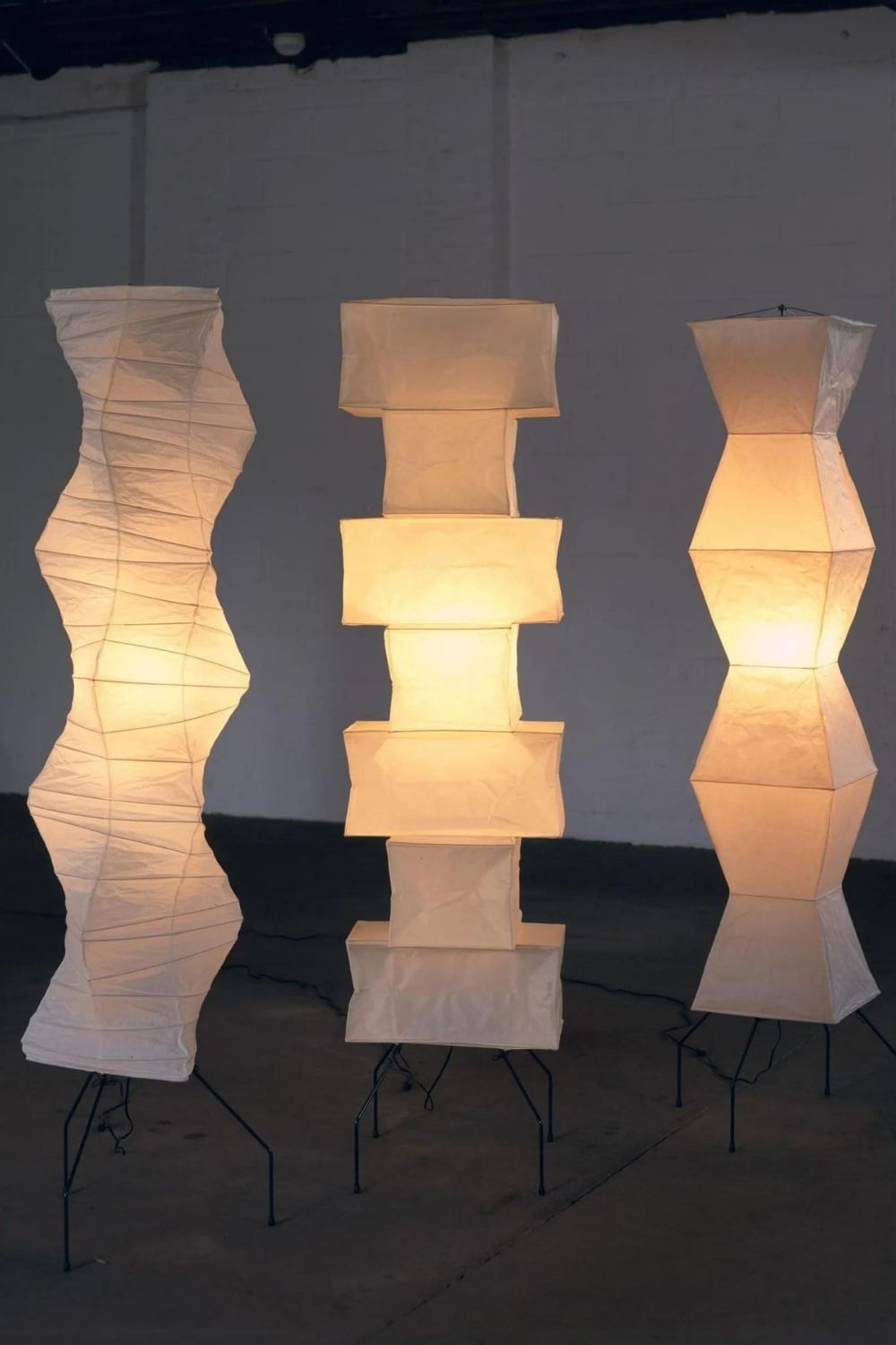 Lampa Podłogowa Japońska z Papieru Washi i Zygzakowatym Kloszem - 18