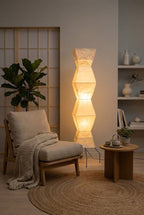 Lampa Podłogowa Japońska z Papieru Washi i Zygzakowatym Kloszem - 9