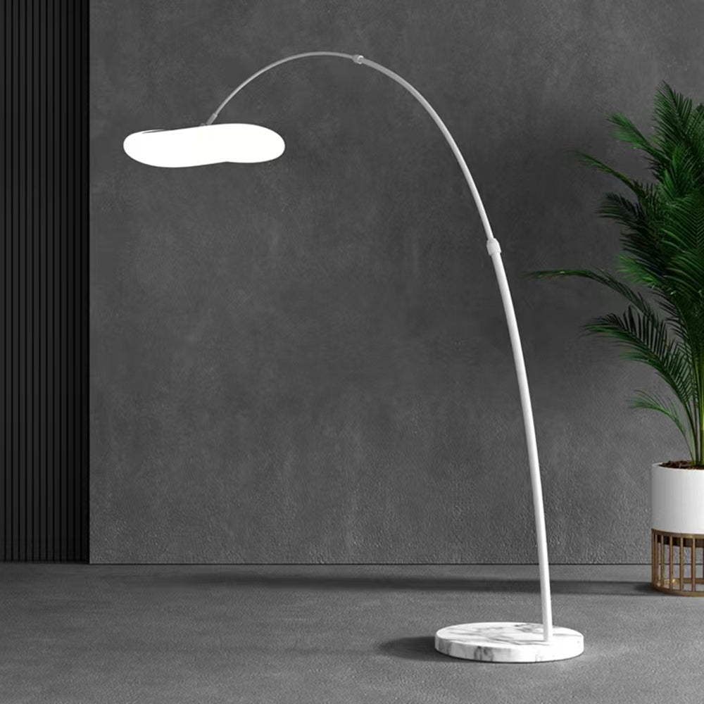Lampa Podłogowa Łukowa Modern z Organicznym Kloszem - Biały