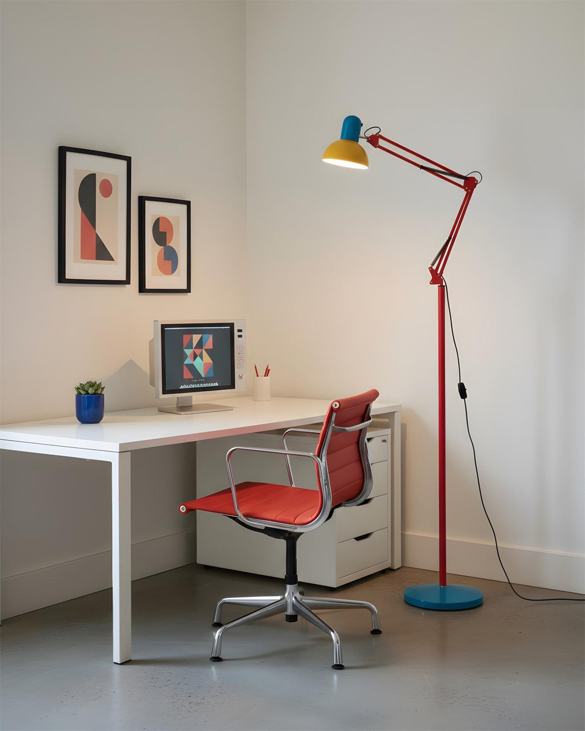Lampa Podłogowa Retro Memphis z Regulowanym Ramieniem - 13
