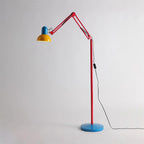 Lampa Podłogowa Retro Memphis z Regulowanym Ramieniem - Żółty / Niebieski / Czerwony