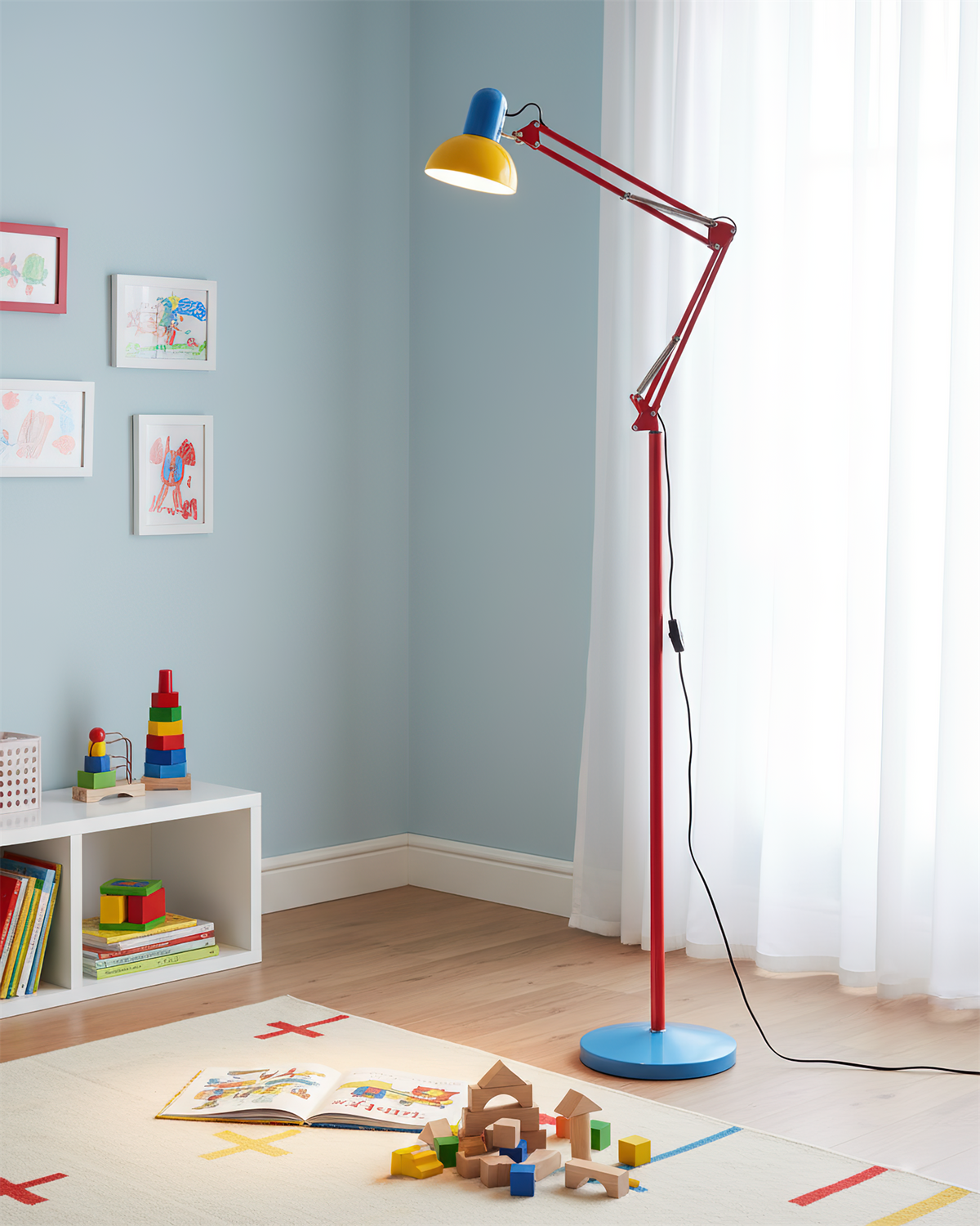 Lampa Podłogowa Retro Memphis z Regulowanym Ramieniem - 3