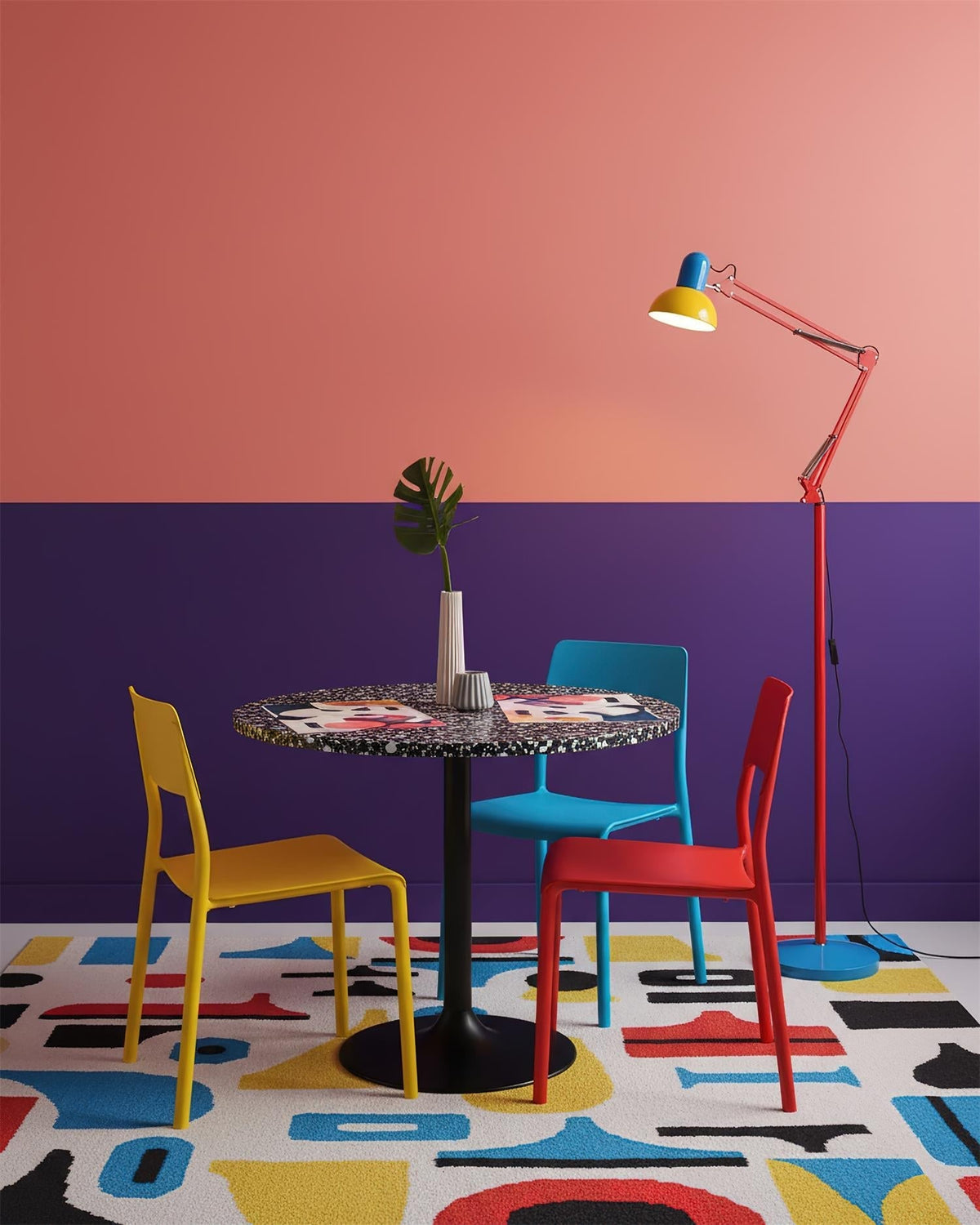 Lampa Podłogowa Retro Memphis z Regulowanym Ramieniem - 8