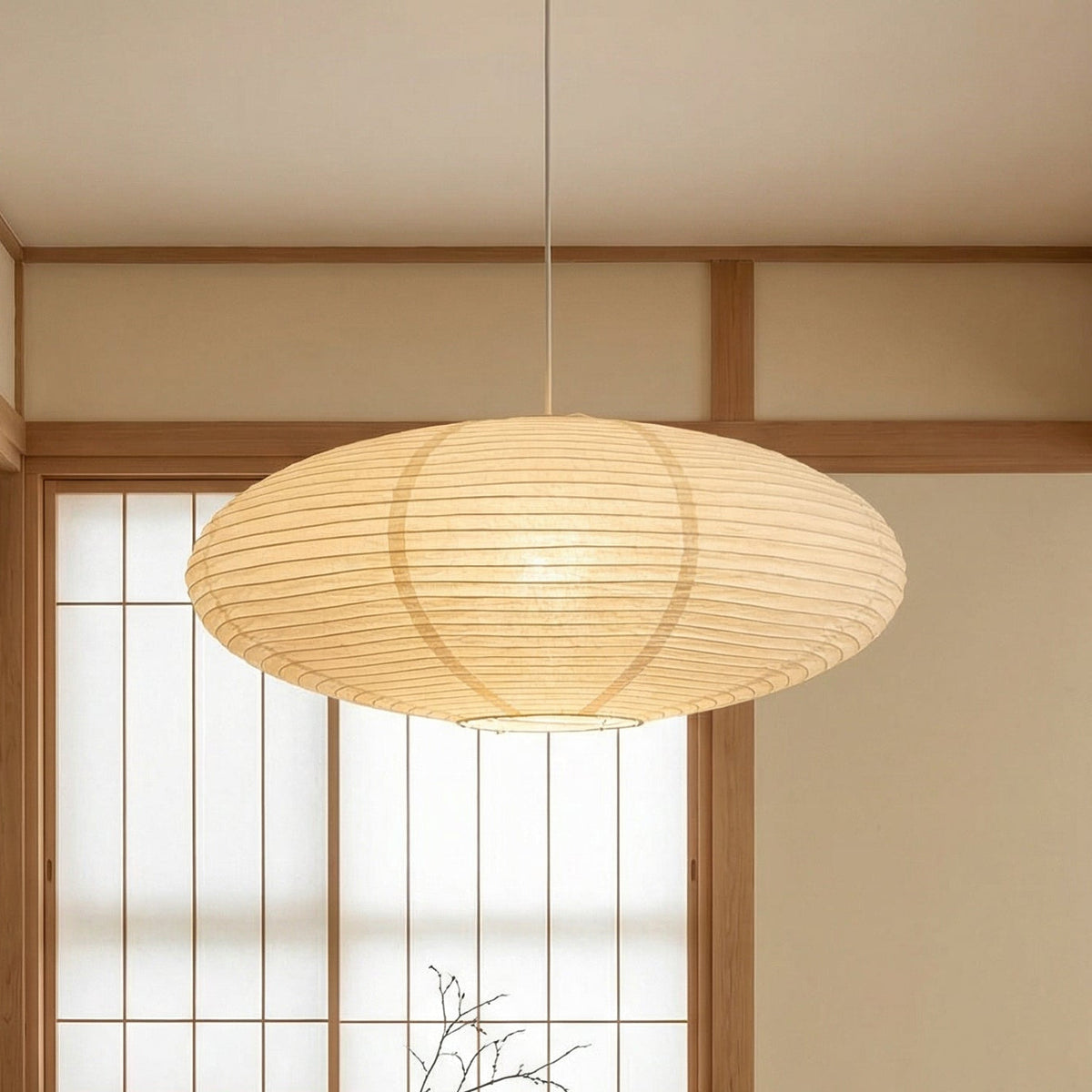 Lampa Wisząca Papierowa Japandi z Kloszem Ręcznej Roboty - 2