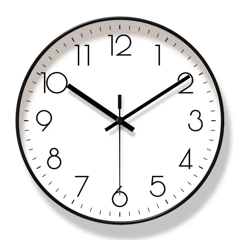 Zegar Ścienny Skandynawski Minimalistyczny Cichy Mechanizm Kwarcowy - Czarny/Biały