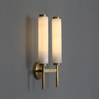 Kinkiet Art Deco z Cylindrycznym Kloszem z Alabastru - 14