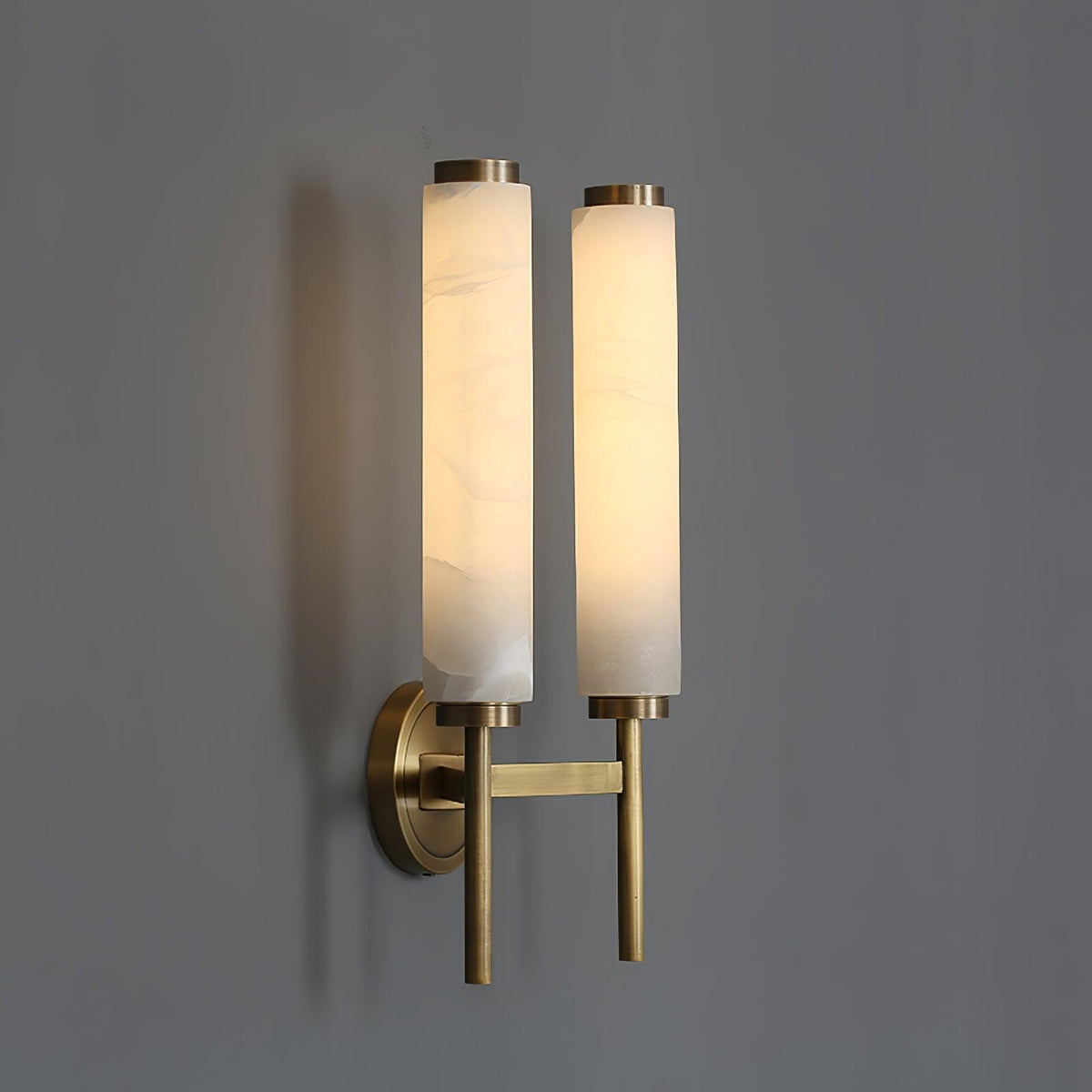 Kinkiet Art Deco z Cylindrycznym Kloszem z Alabastru - 14