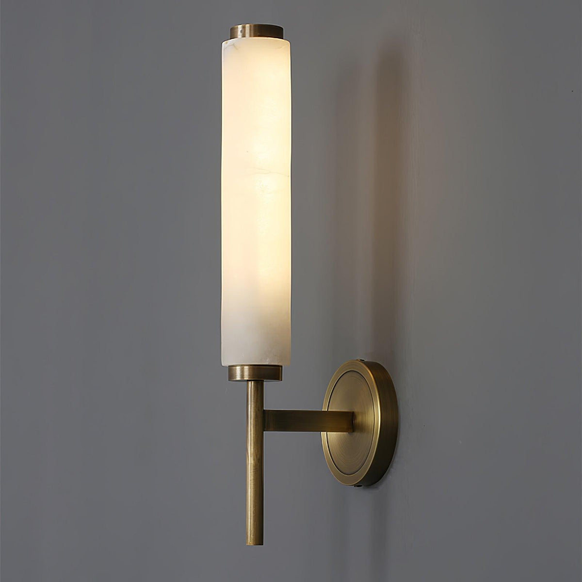Kinkiet Art Deco z Cylindrycznym Kloszem z Alabastru - 24