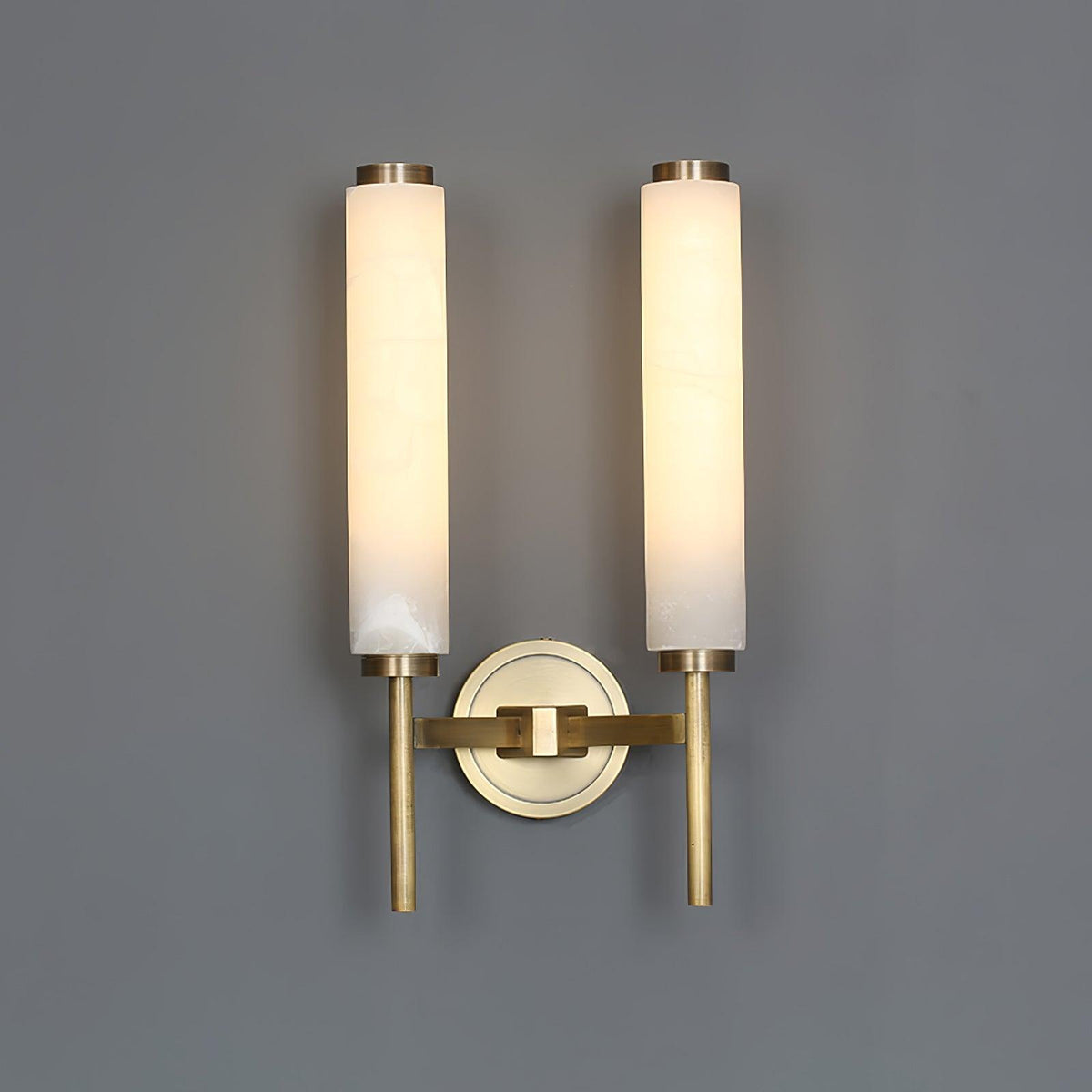 Kinkiet Art Deco z Cylindrycznym Kloszem z Alabastru - 25