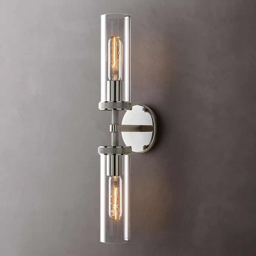 Kinkiet Art Deco z Cylindrycznym Szklanym Kloszem - 19