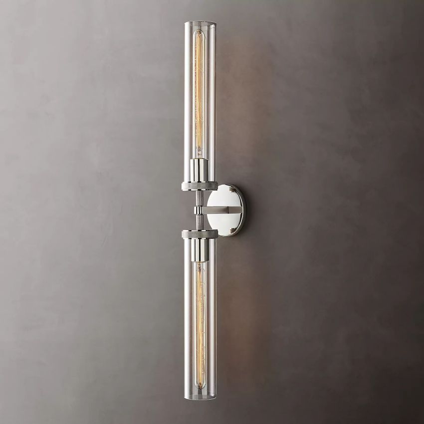 Kinkiet Art Deco z Cylindrycznym Szklanym Kloszem - 22